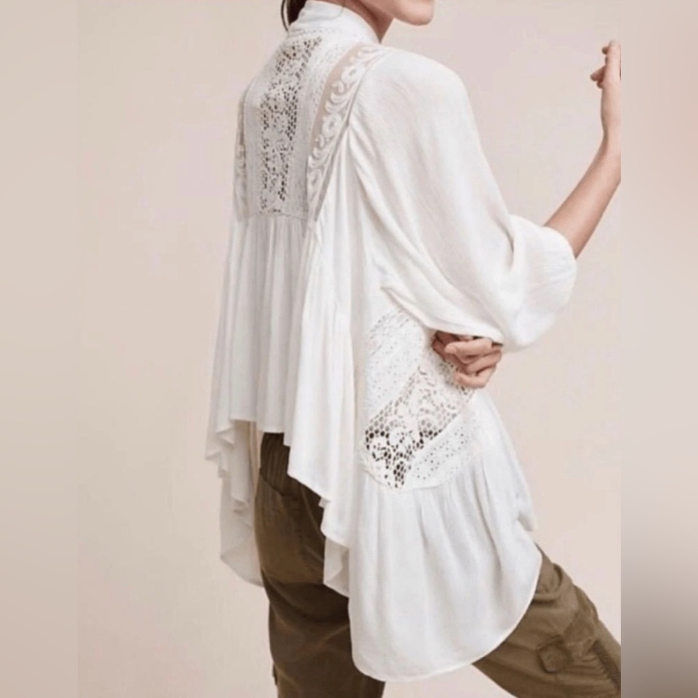 Anthropologie Elevenses Kenepa Crochet Lace Kimono